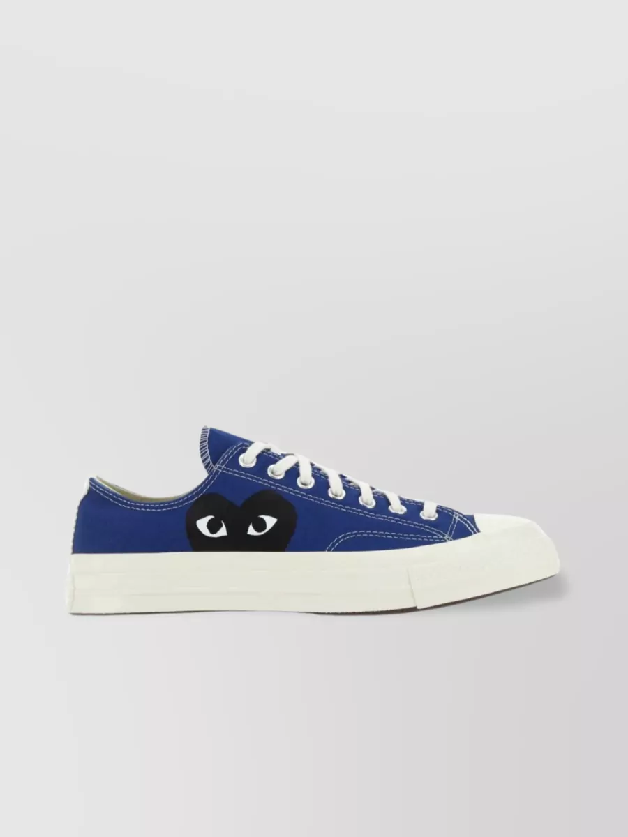Shop Comme Des Garçons Play Canvas Sneakers With Reinforced Toe Cap In Blue
