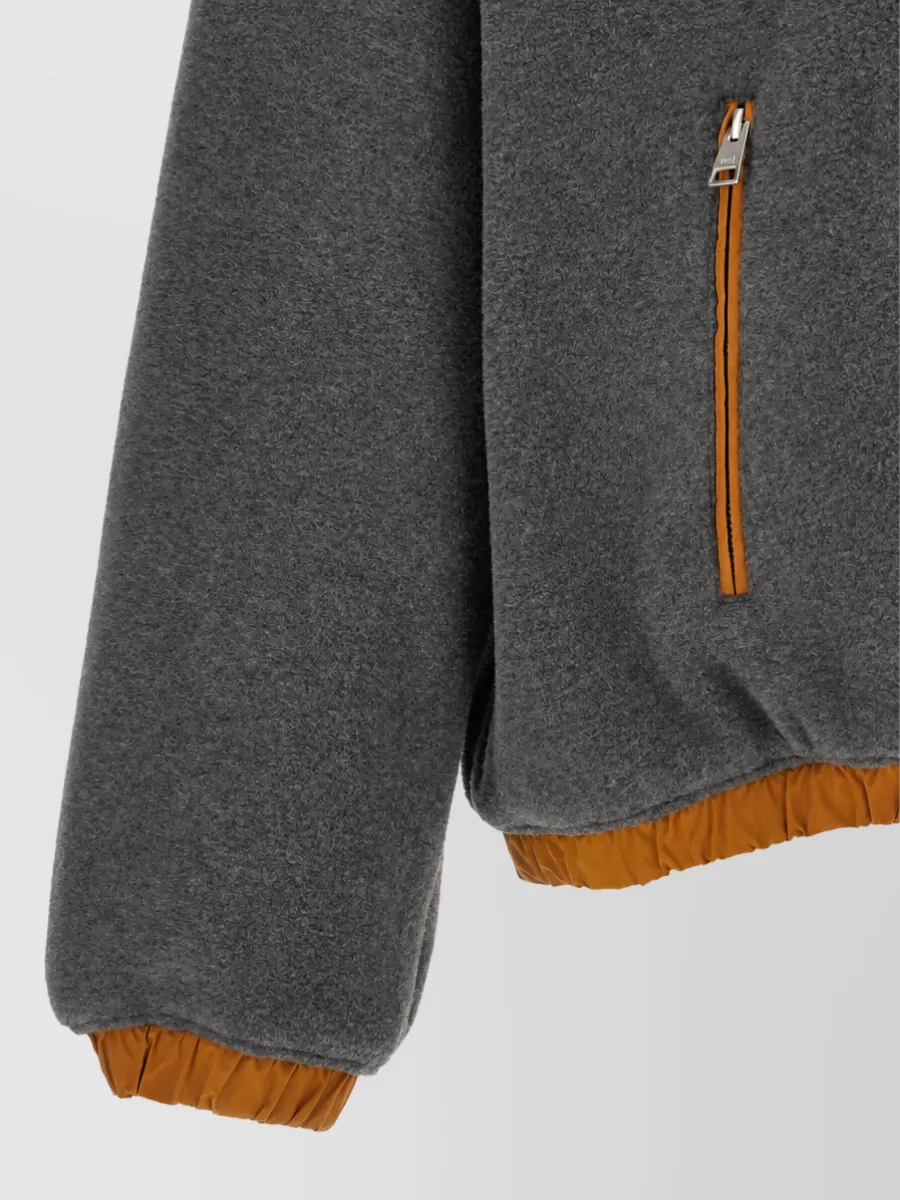 Ami Paris Contrast Trim High Neck Fleece Sweatshirt