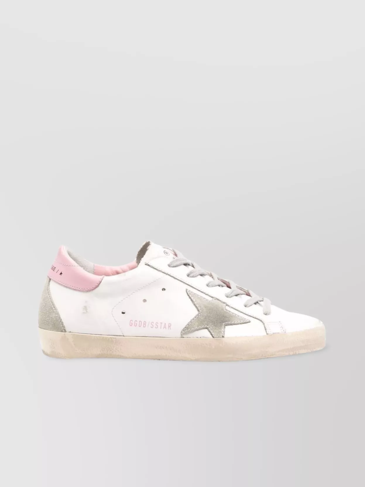 Shop Golden Goose Distressed Lace-up Trainers With Signature Star Patch In White