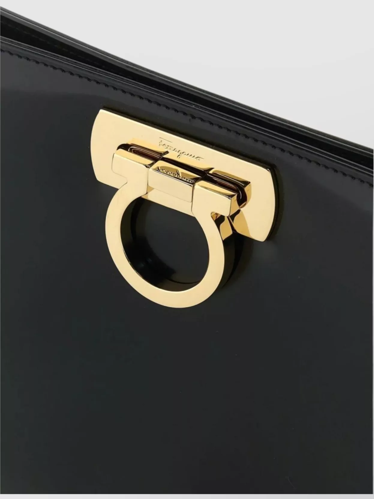 Ferragamo Leather Clutch Bag Gold-Tone Hardware