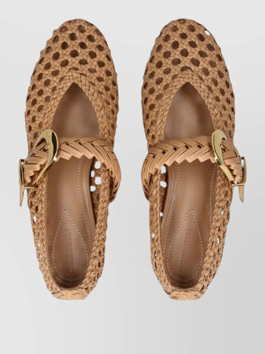 Zimmermann Leather Woven Ballet Flats