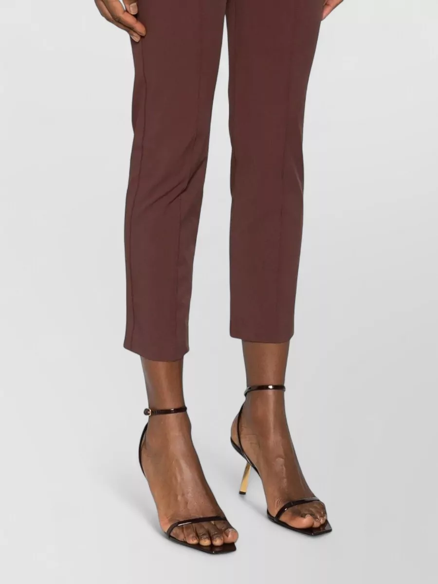 Elisabetta Franchi High Rise Cropped Trousers Belted Waist Pockets