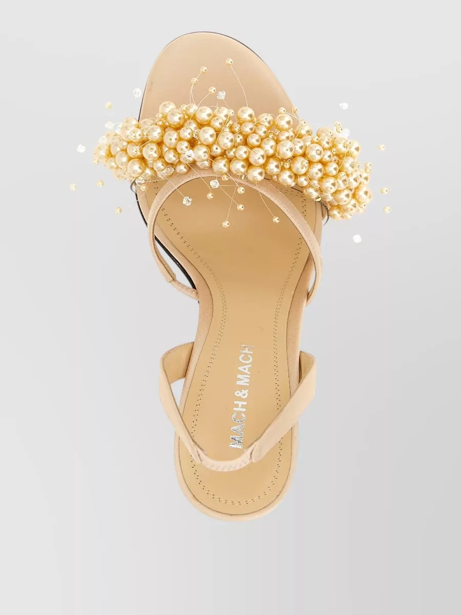 Mach & Mach Pearl Slingback Sandals Open Toe Stiletto