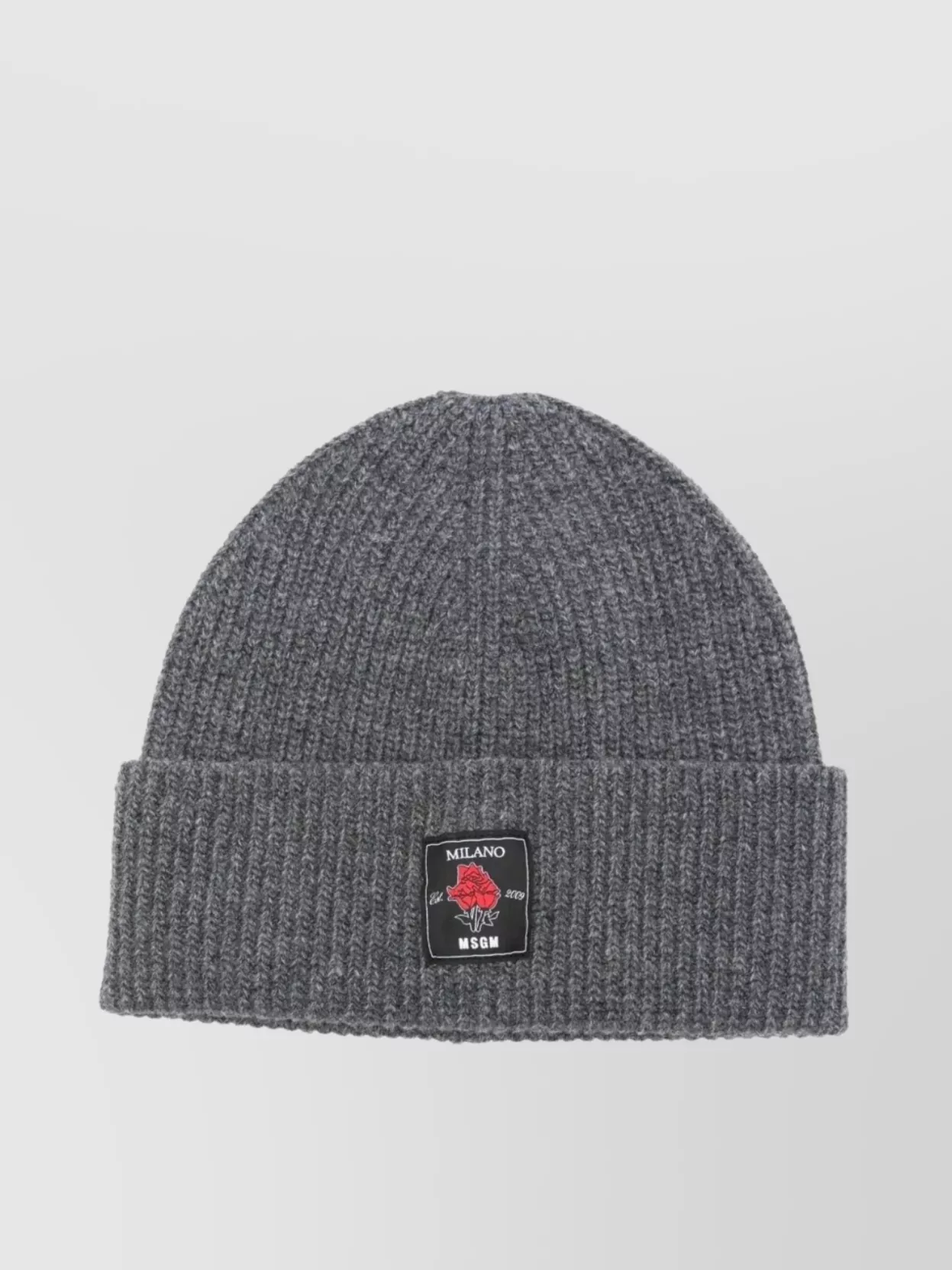Msgm Ribbed Beanie Rose Patch
