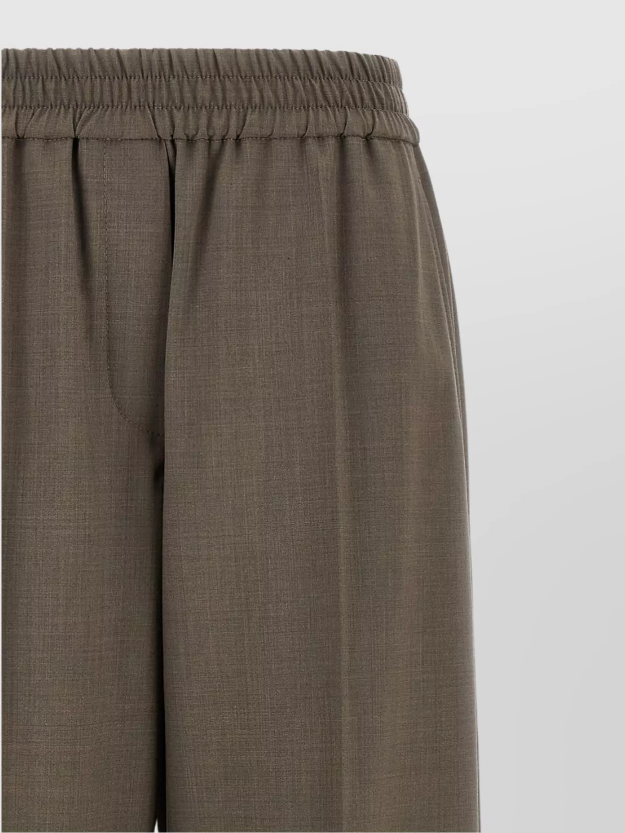 Brunello Cucinelli Trousers Wool Back Pockets Elastic Waistband Wide Leg