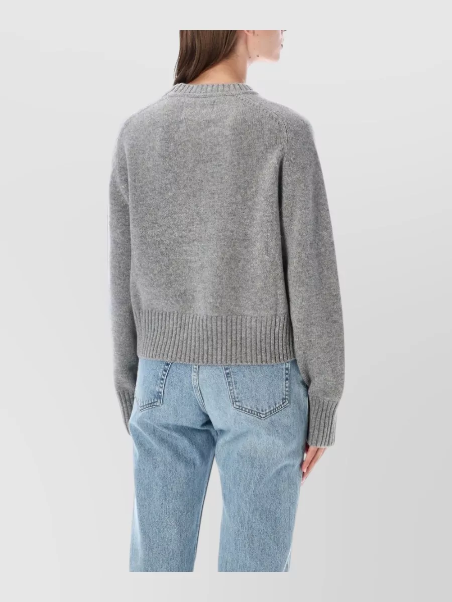 Extreme Cashmere Heavyweight Cashmere Ribbed Cropped Crew Neck Jumper