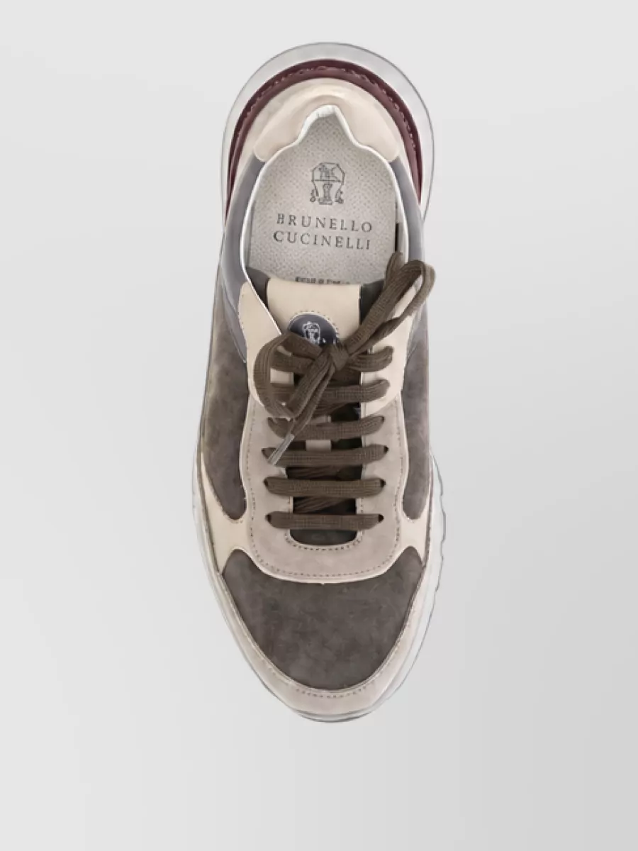 Brunello Cucinelli Calf Leather Chunky Low-Top Sneakers