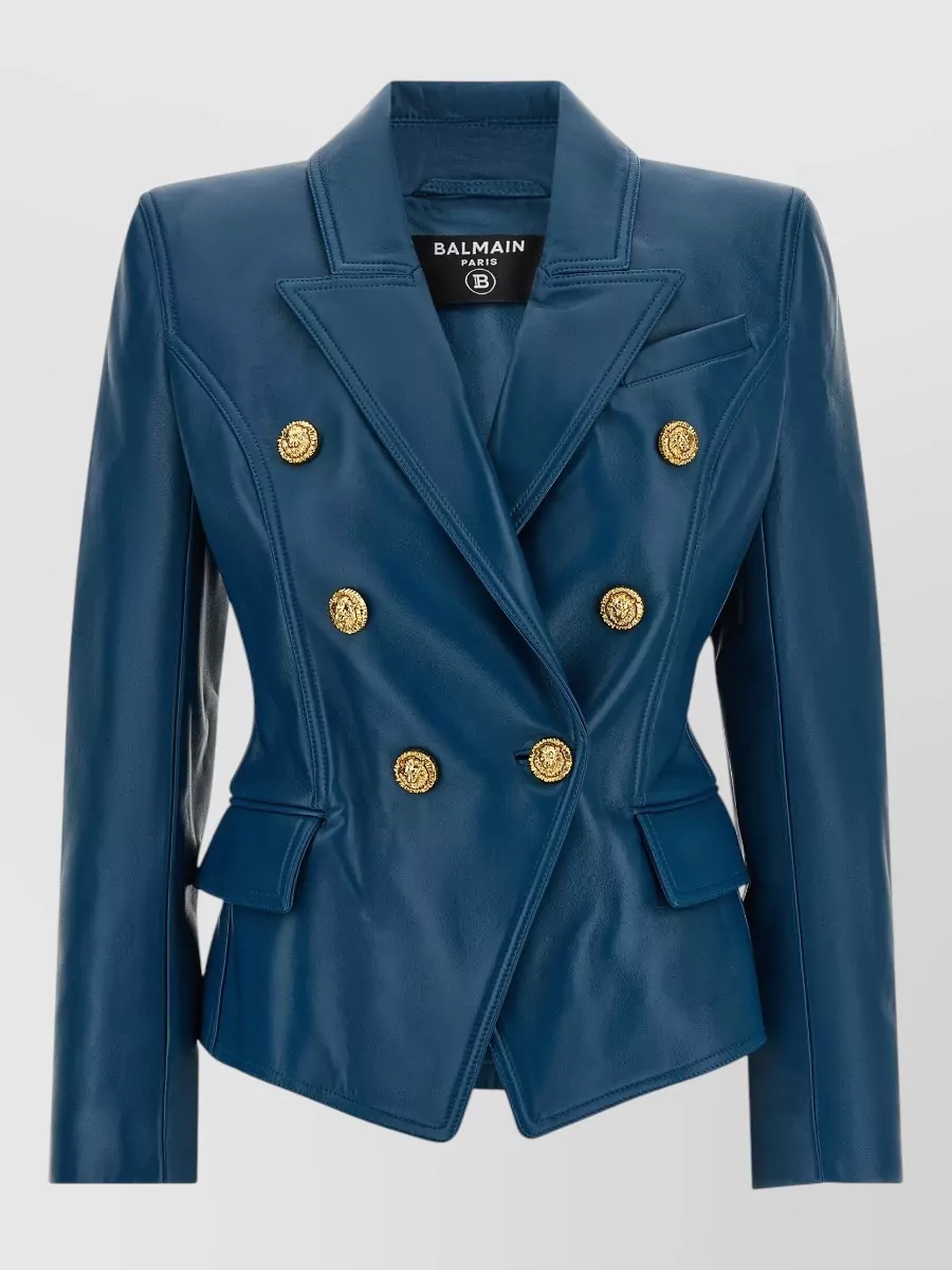 Balmain leather double breasted blazer