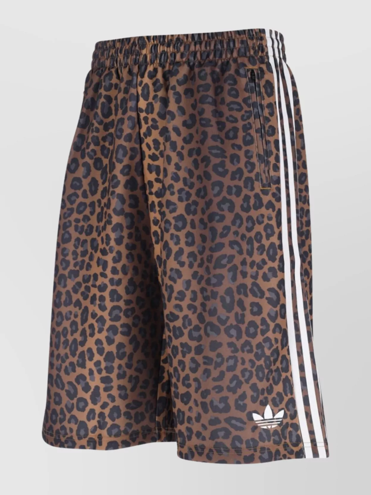 Adidas Animal Print Elastic Waistband Shorts Side Stripes