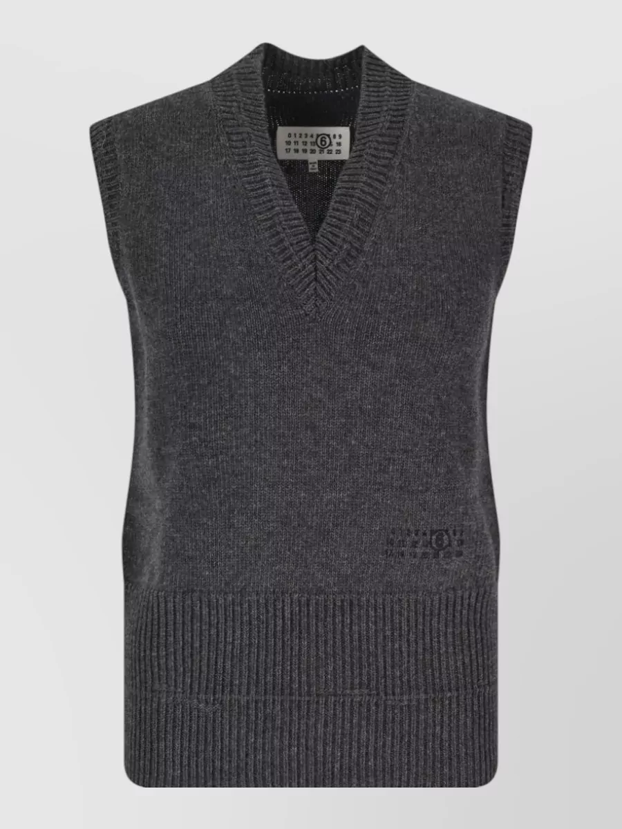 Mm6 Maison Margiela wool ribbed v-neck sleeveless vest