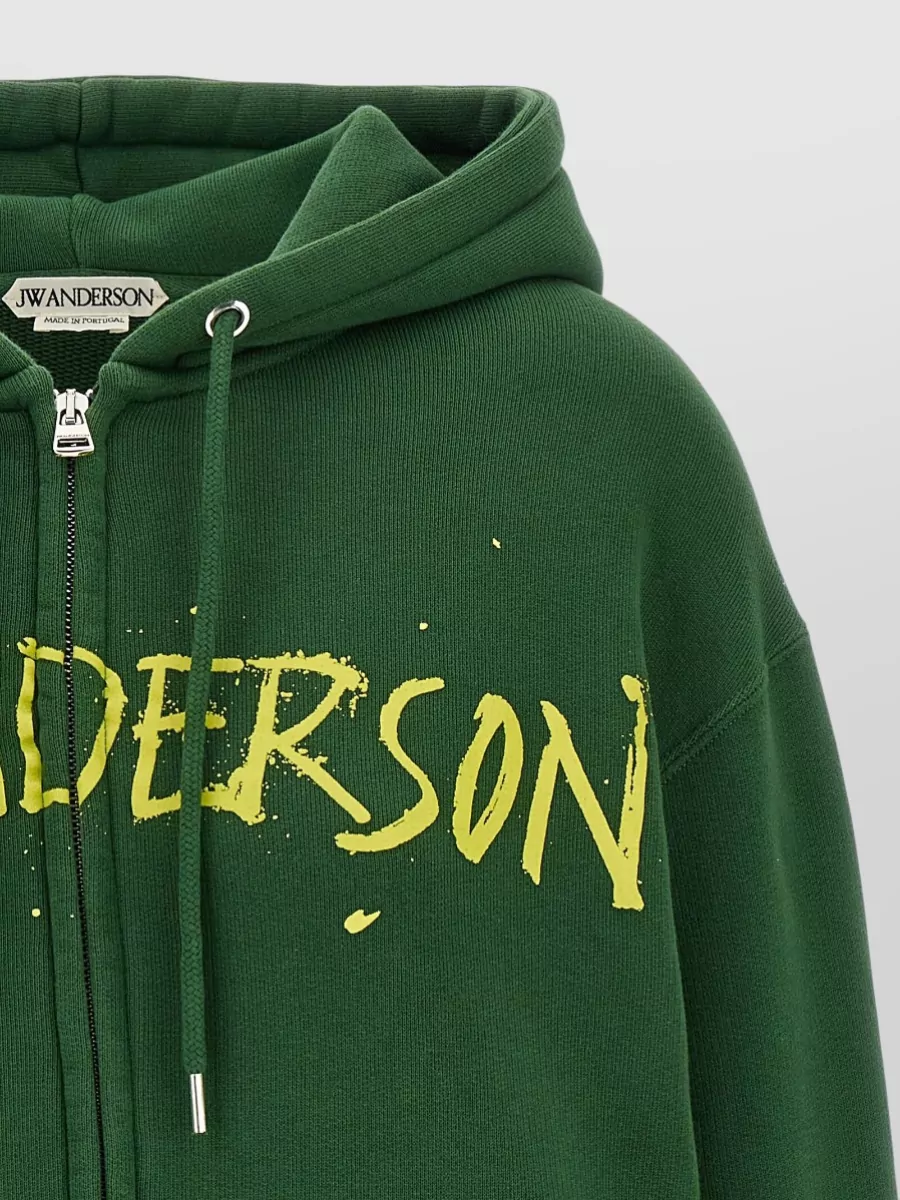 Jw Anderson Hoodie Print Hood Kangaroo Pocket Ribbed Cuffs