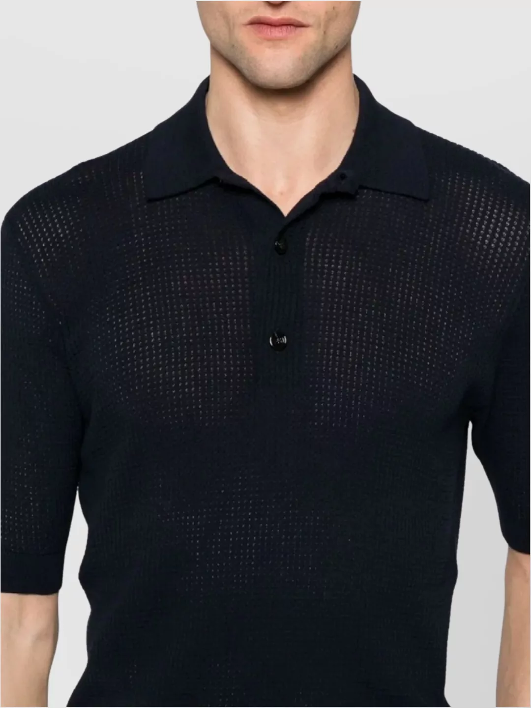 Lardini Lightweight Sheer Knit Polo Shirt