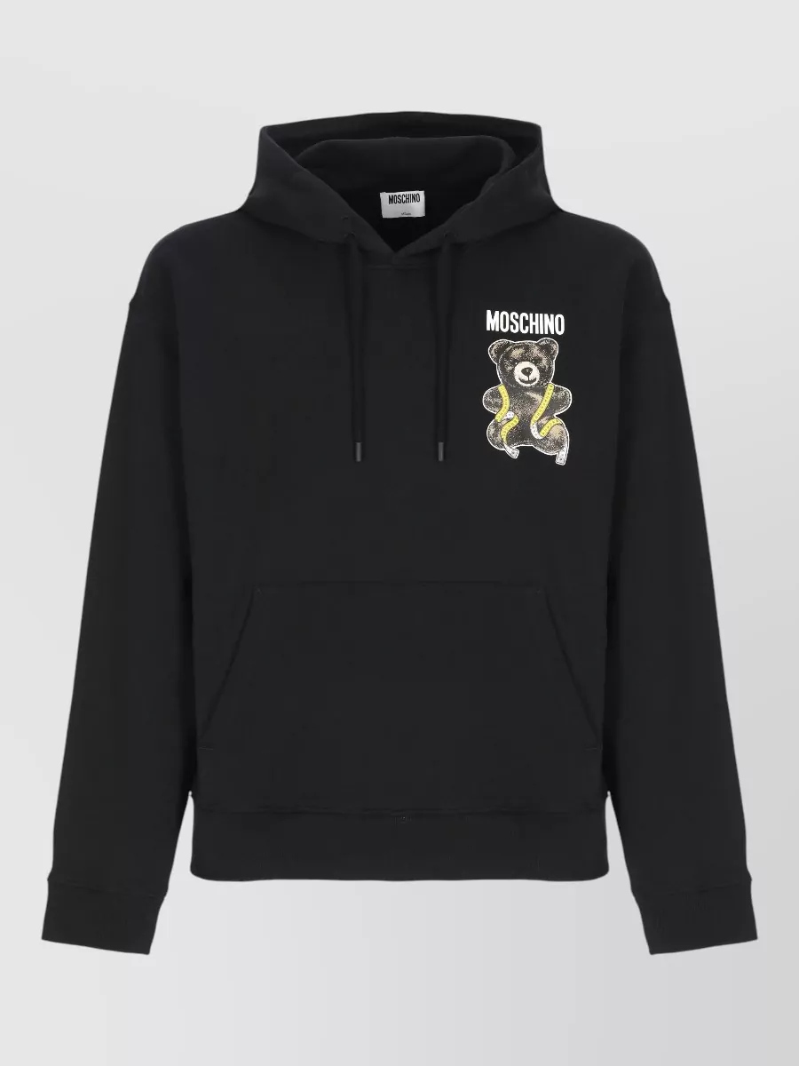 Moschino cotton hooded logo print sweatshirt