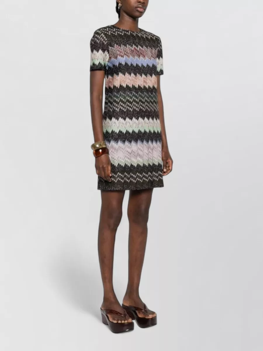 Missoni Metallic Zigzag Short-Sleeve Mini Dress
