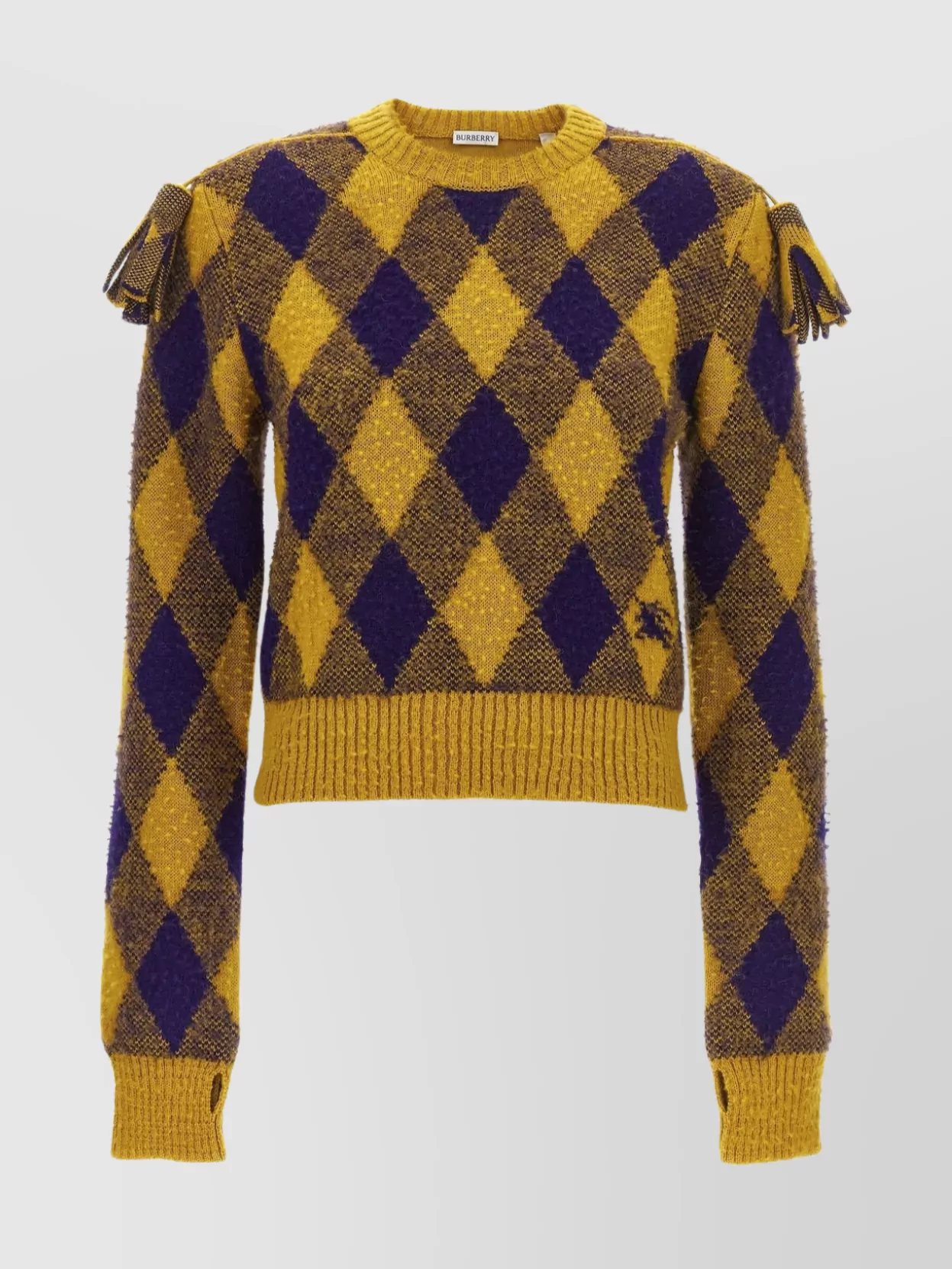 Burberry Diamond Crew Neck Knitwear With Ribbed Finish In Multi