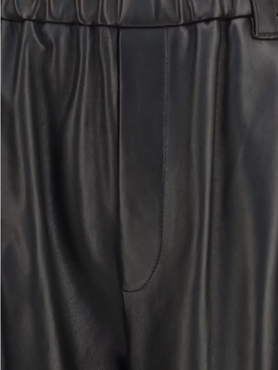 Brunello Cucinelli Leather Pleated Wide-Leg Trousers