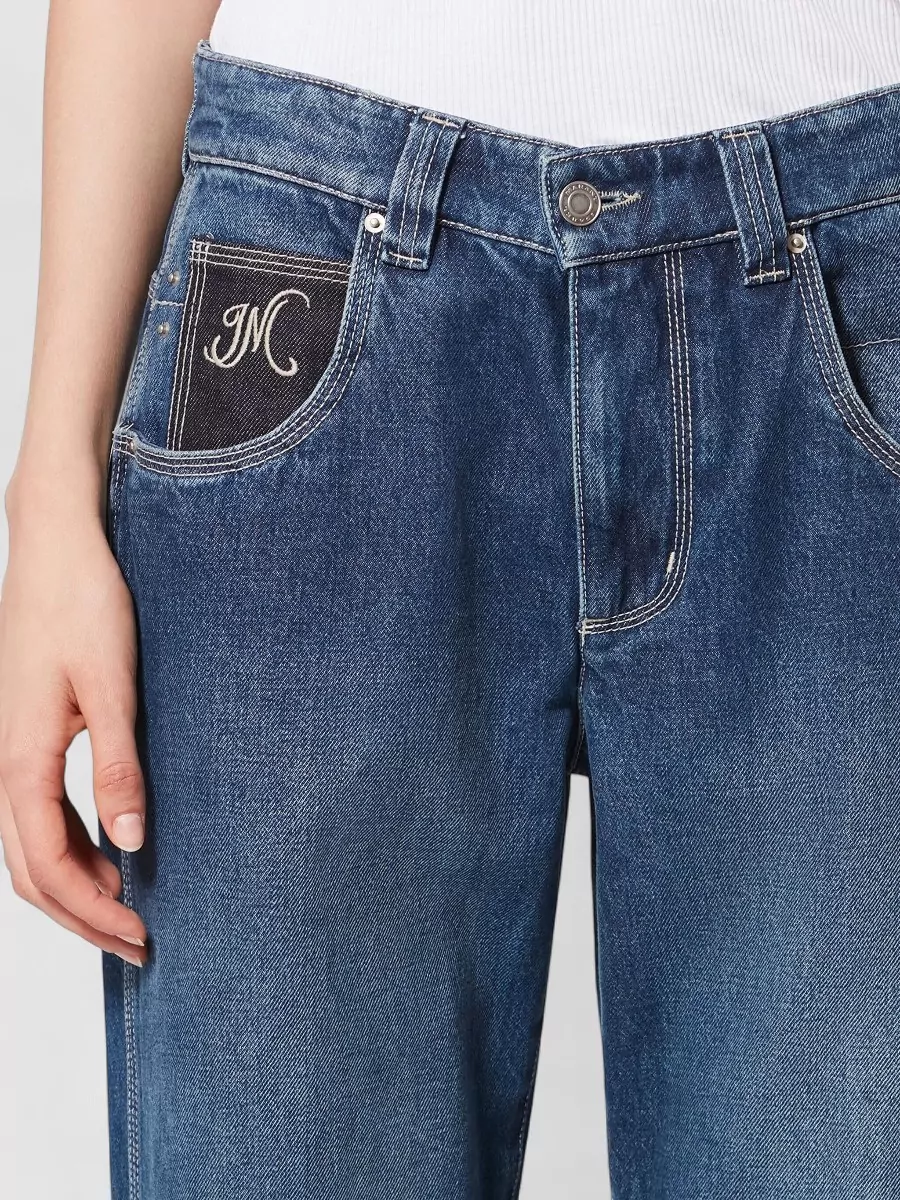 Isabel Marant Wide Leg Trousers Embroidered Detail Contrast Stitch