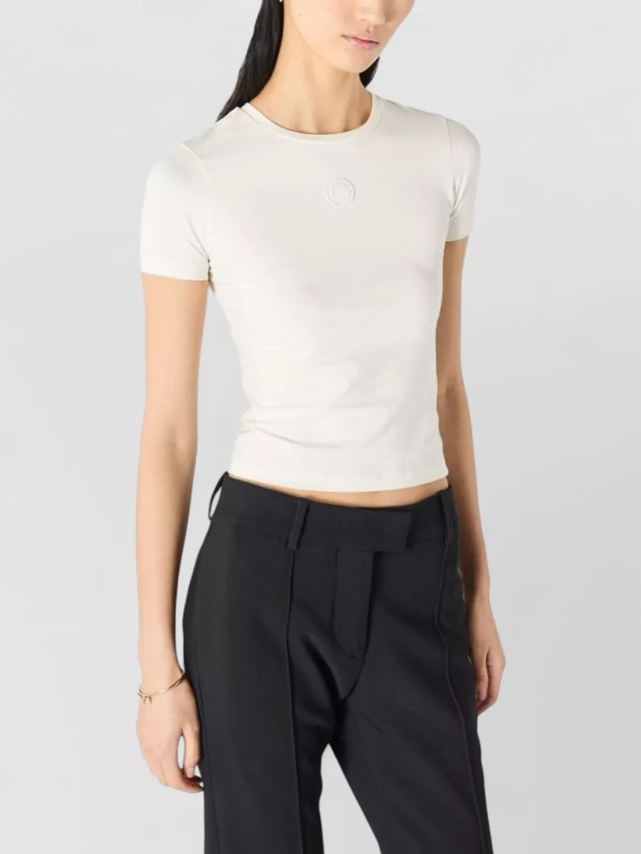 Marine Serre Logo Cotton Crew Neck Fitted T Shirt