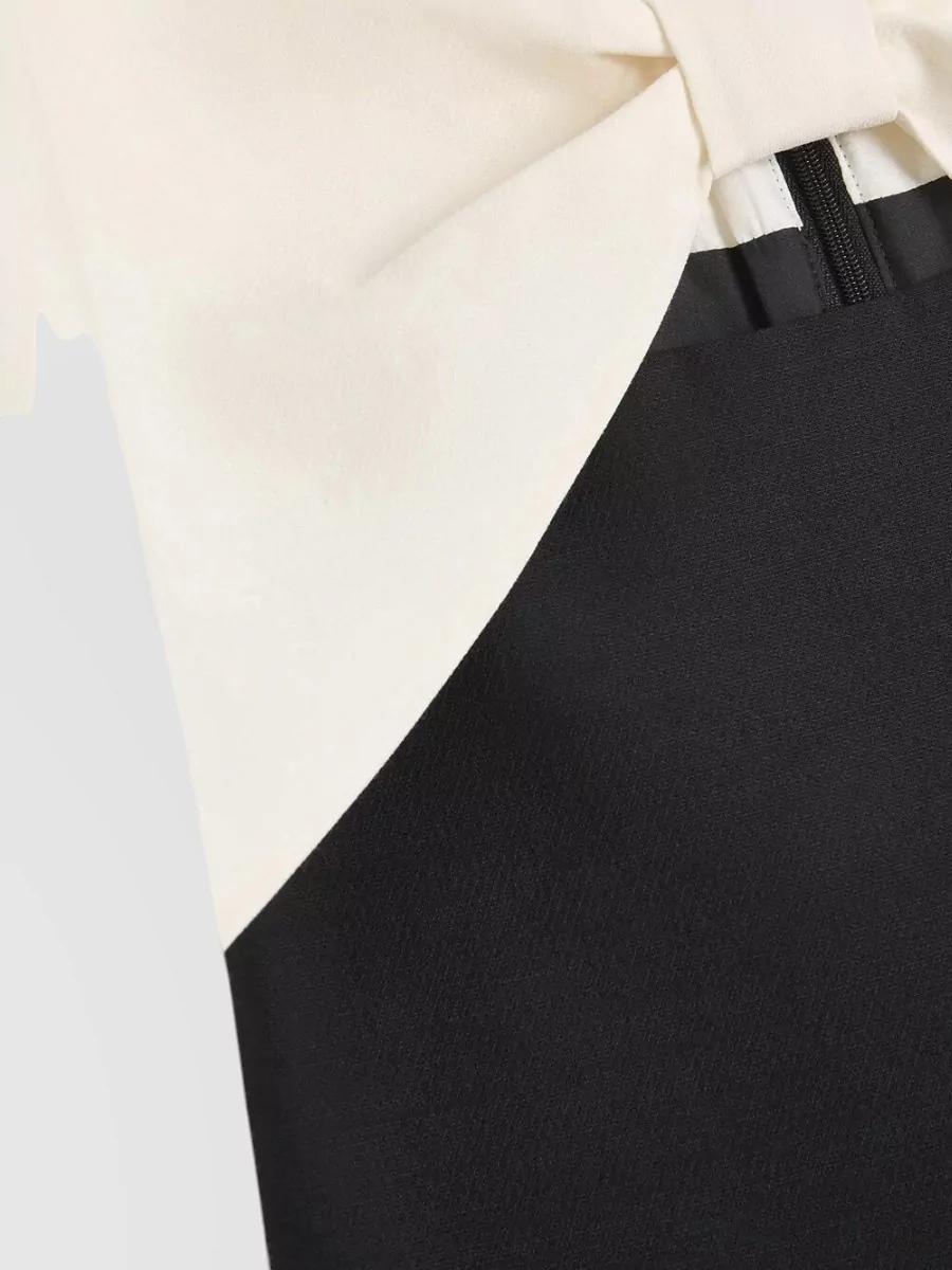 Valentino Short Dress With Bow And Two-tone Sleeves In Animal Print