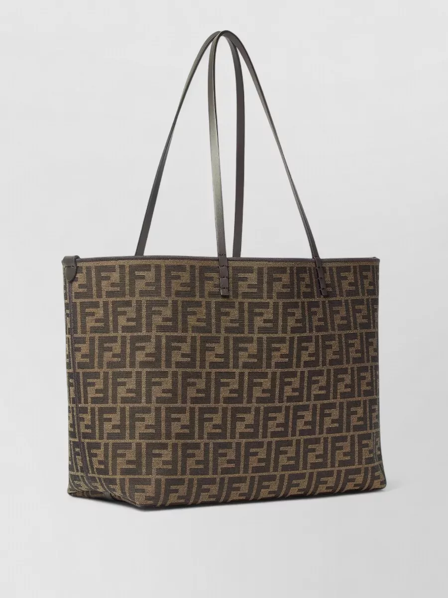 Fendi Medium Fabric Reversible Striped Logo-Print Tote Bag