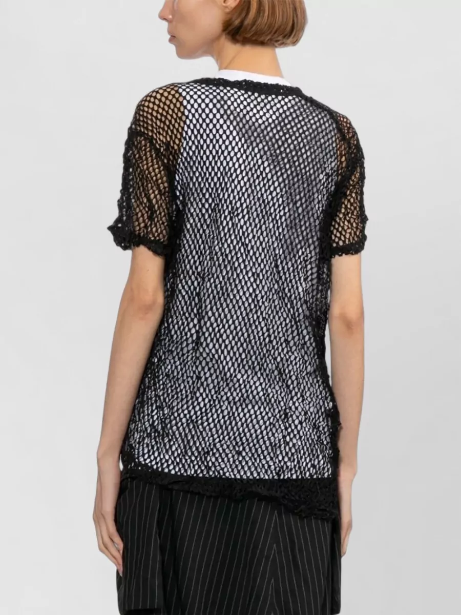Comme Comme Open-Knit Short-Sleeve Crew-Neck T-Shirt