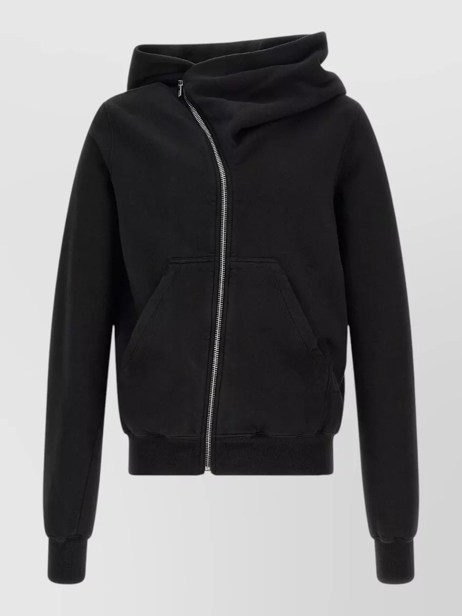 Rick Owens Drkshdw Cotton Asymmetric Zip Hooded Jacket