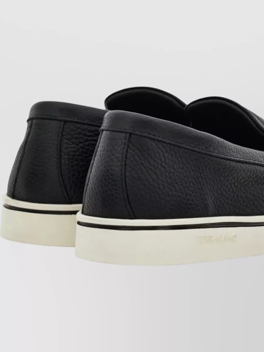 Ferragamo Tancredi Loafers Round Toe Rubber Sole Textured