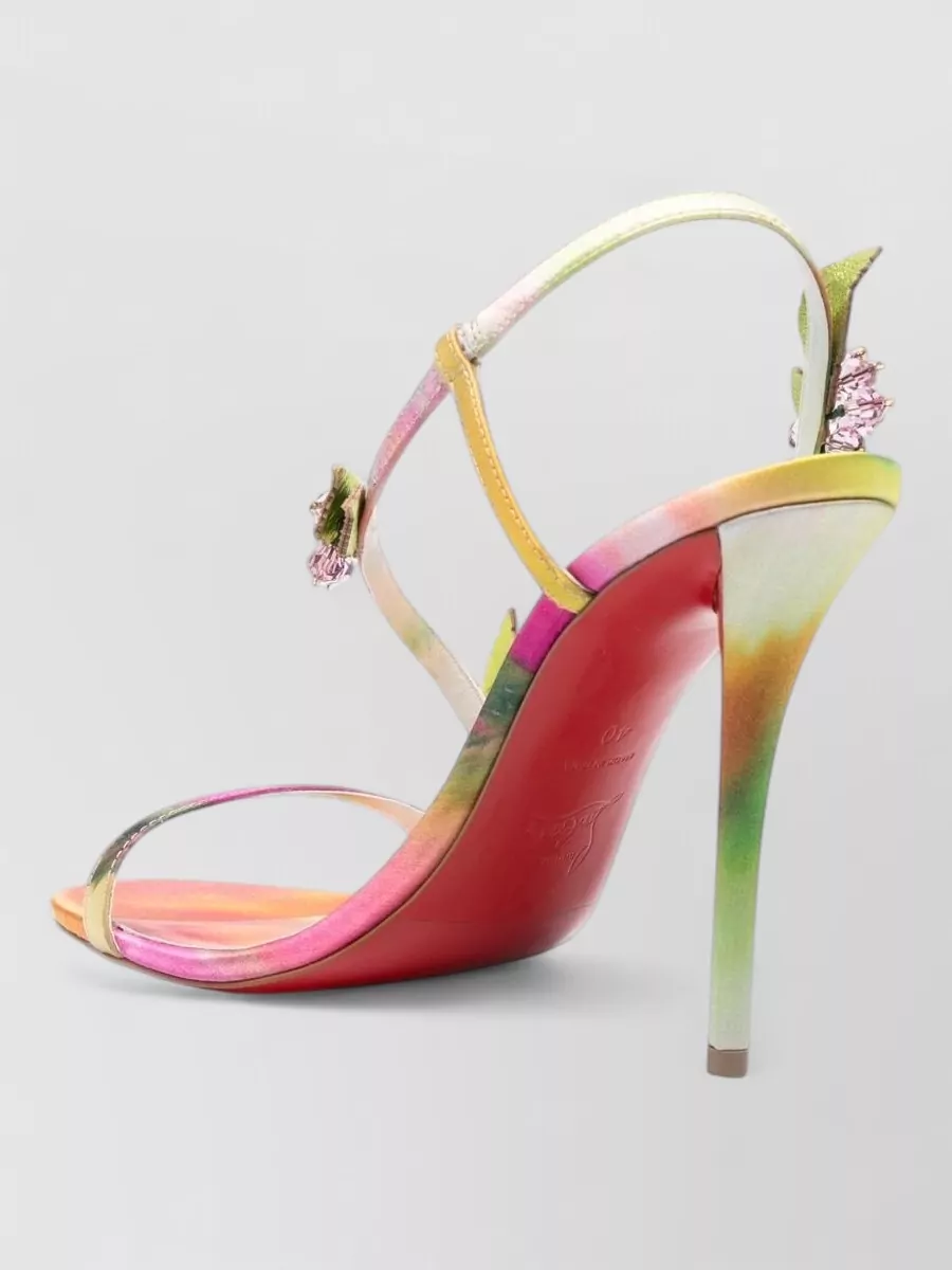 Christian Louboutin Crystal Embellished Floral Appliqué Tie-Dye Print Heel Sandals
