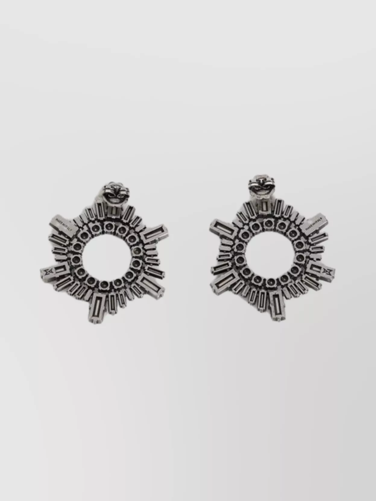 Amina Muaddi Mini Gemstone Embellished Hoop Earrings In Metallic