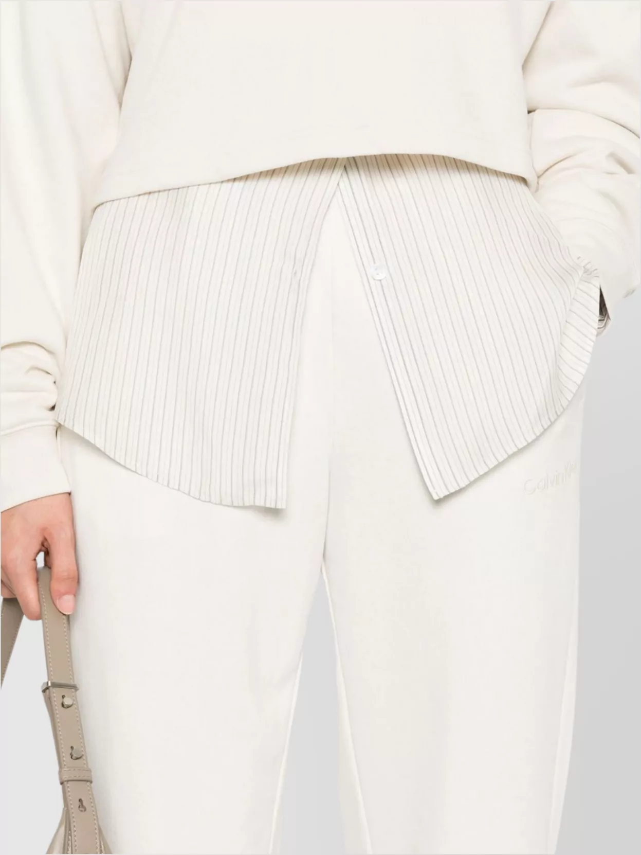 Calvin Klein Logo Terry Pant Elastic Waistband In White