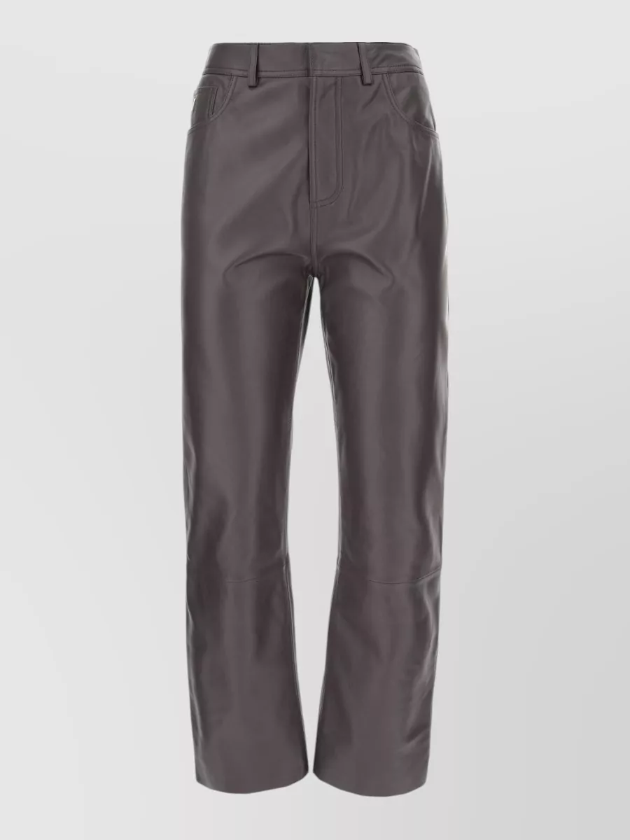 Alberta Ferretti leather straight-leg trousers