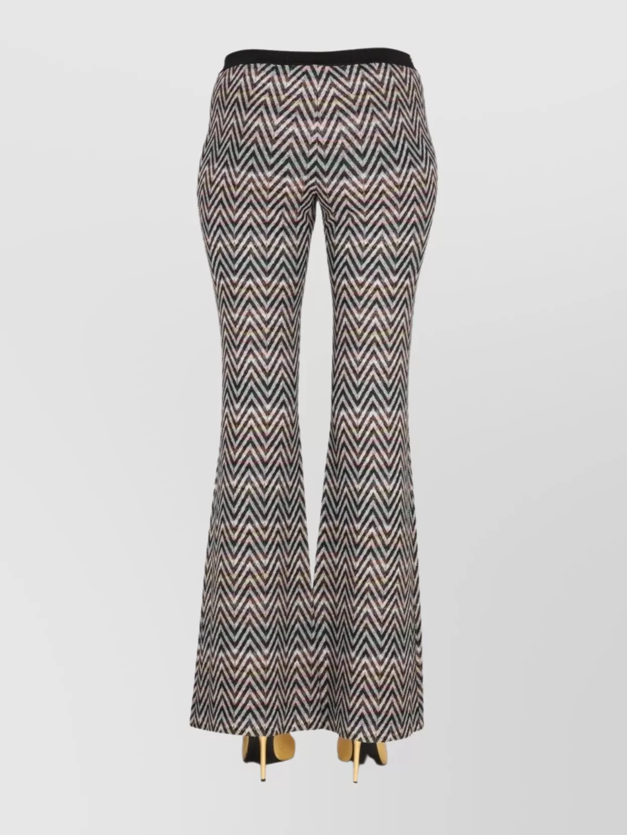 Shop Missoni Logo Chevron Flared High Waist Trousers