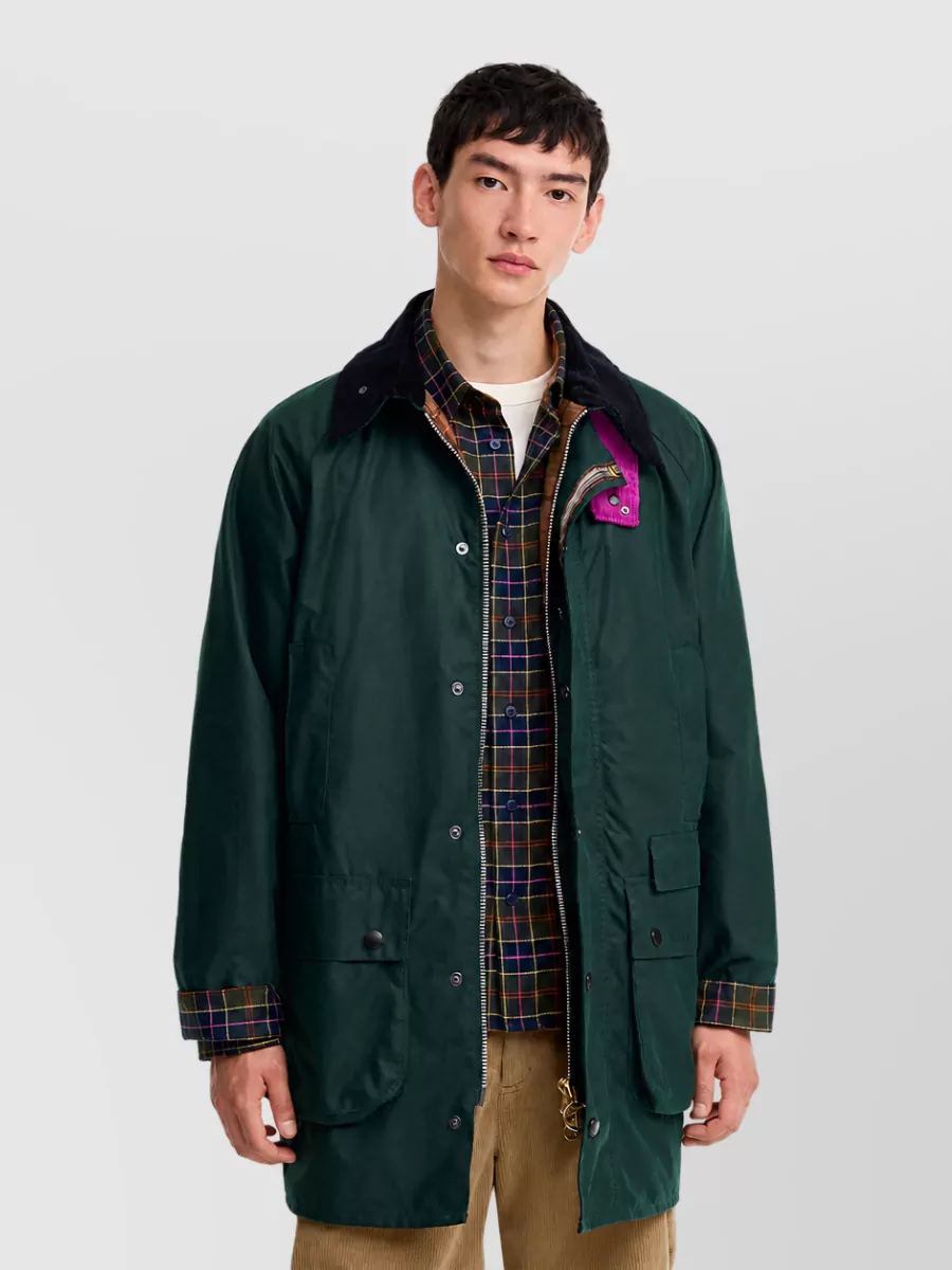 Barbour waxed cotton single breasted coat