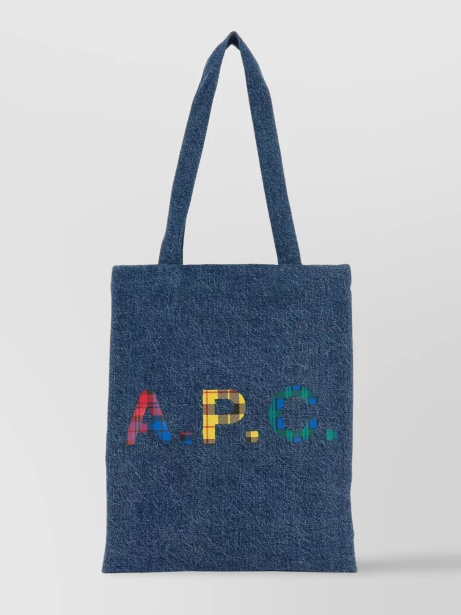 Shop Apc Lou Denim Tote Bag With Flat Handles In Blue