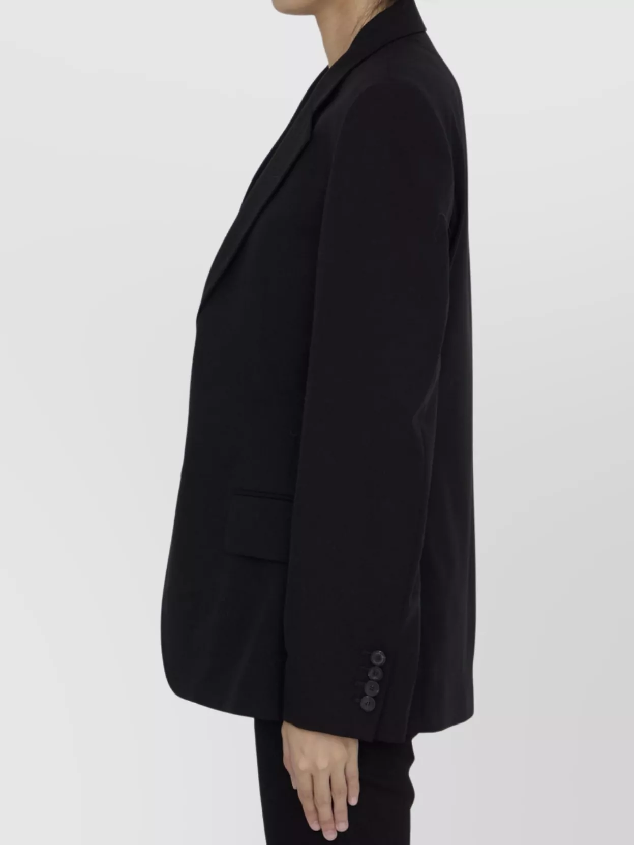 Balenciaga Waisted Wool Jacket With Buttoned Cuffs In Black