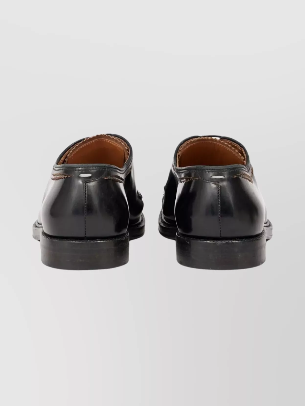 Maison Margiela Round Toe Lace-Up Leather Shoes With Flat Sole