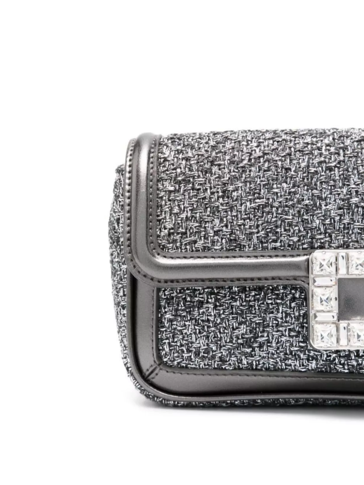 Shop Roger Vivier Crystal Chain Leather Shoulder Bag