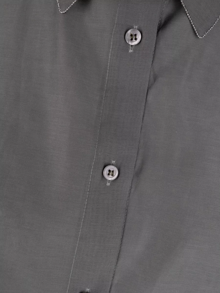 Peserico Shirt Puff Sleeves Sheer Fabric Collared Neck