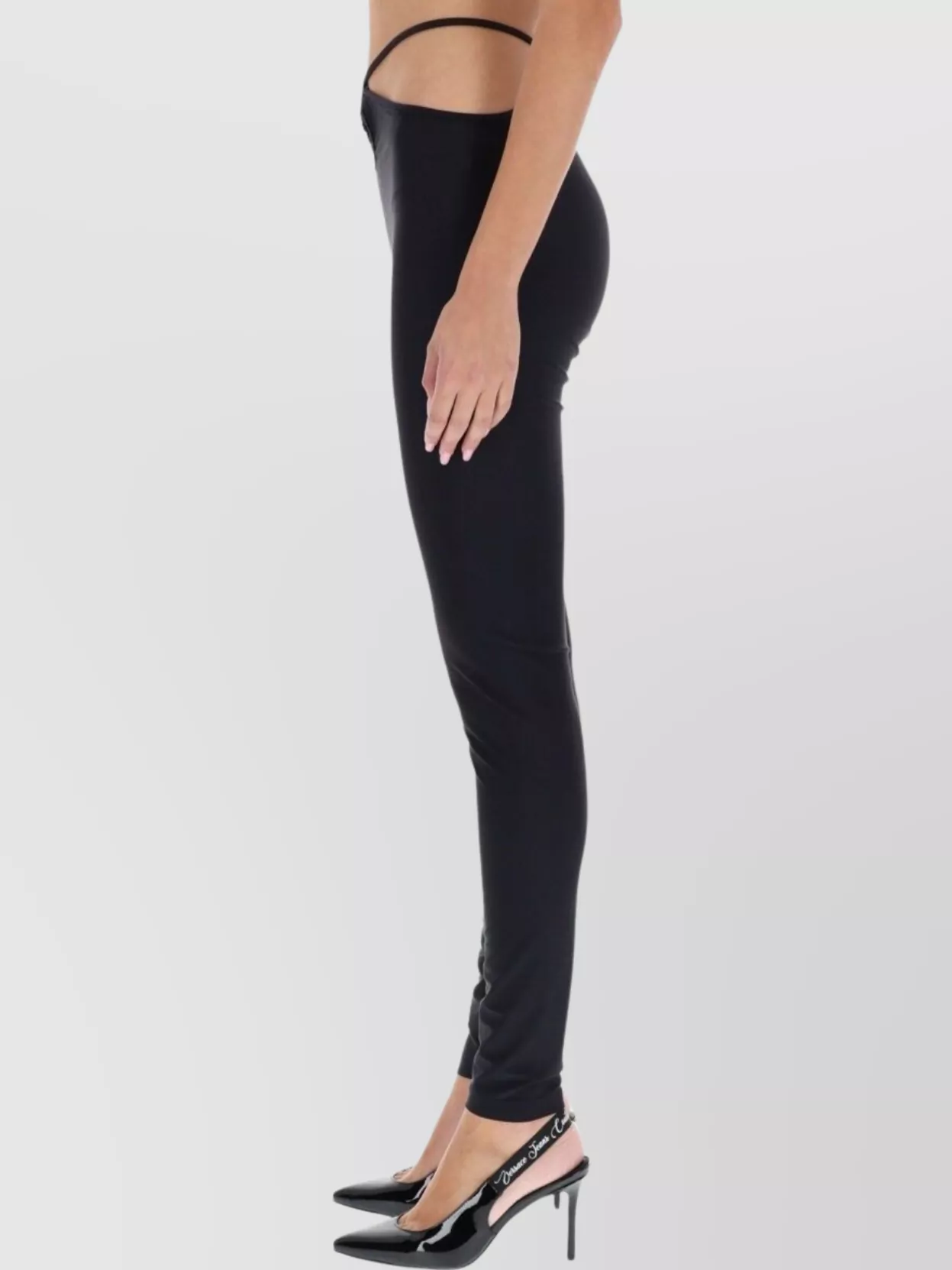 Versace Jeans Couture High Waist Cut-out Ankle Trousers In Black