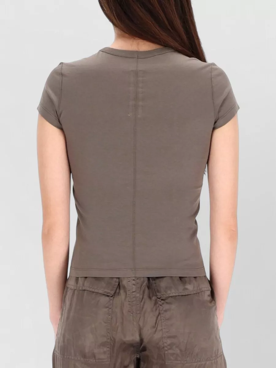 Rick Owens Cotton Crew Neck Fitted Short Sleeve Top