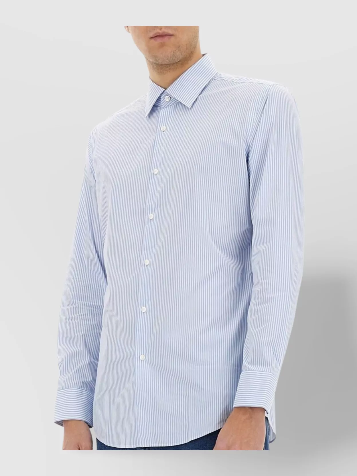 Boss Striped Button-Down Collar Shirt With Long Sleeves