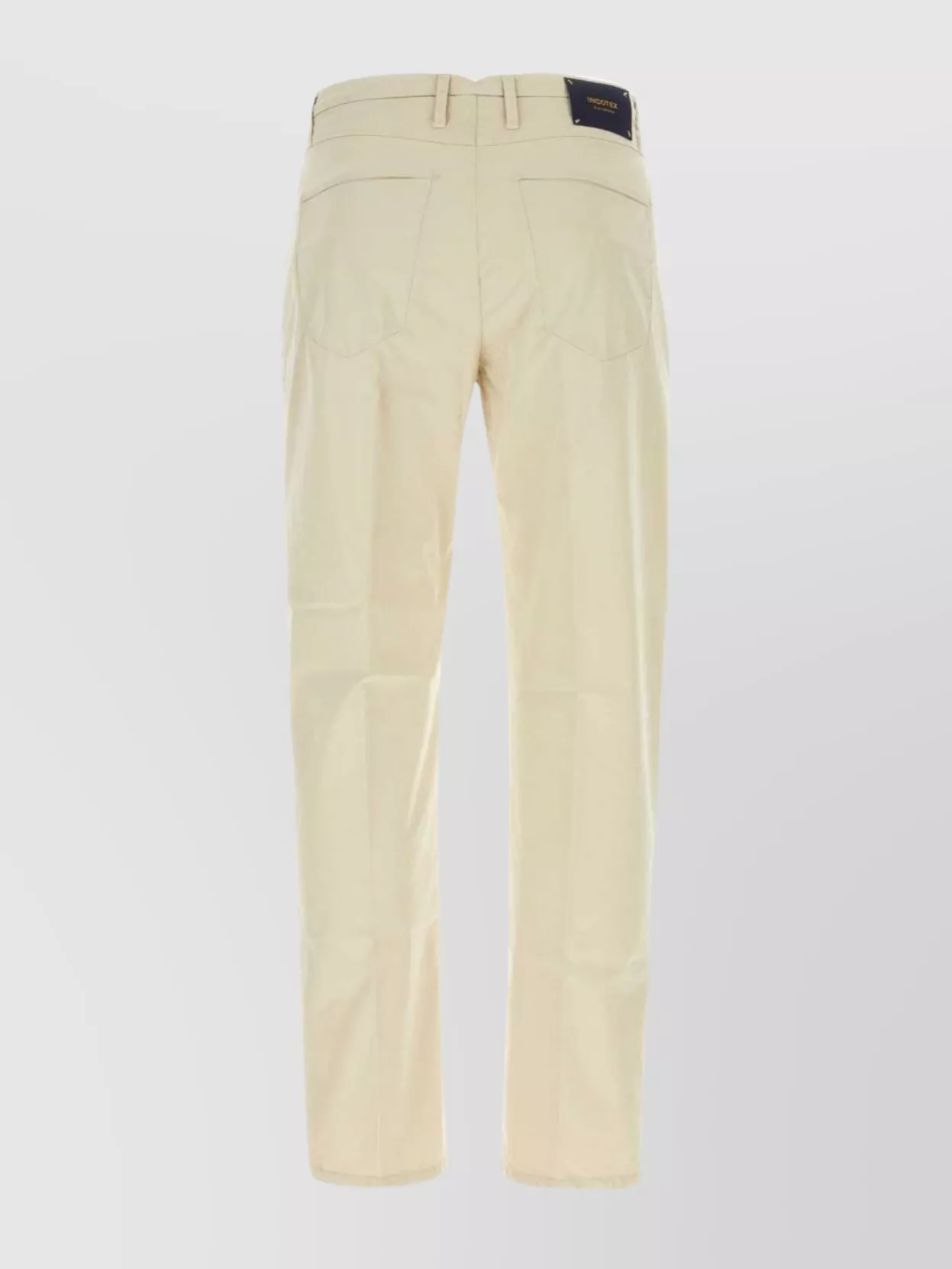 Shop Incotex Cotton Trousers With Back Pockets And Belt Loops