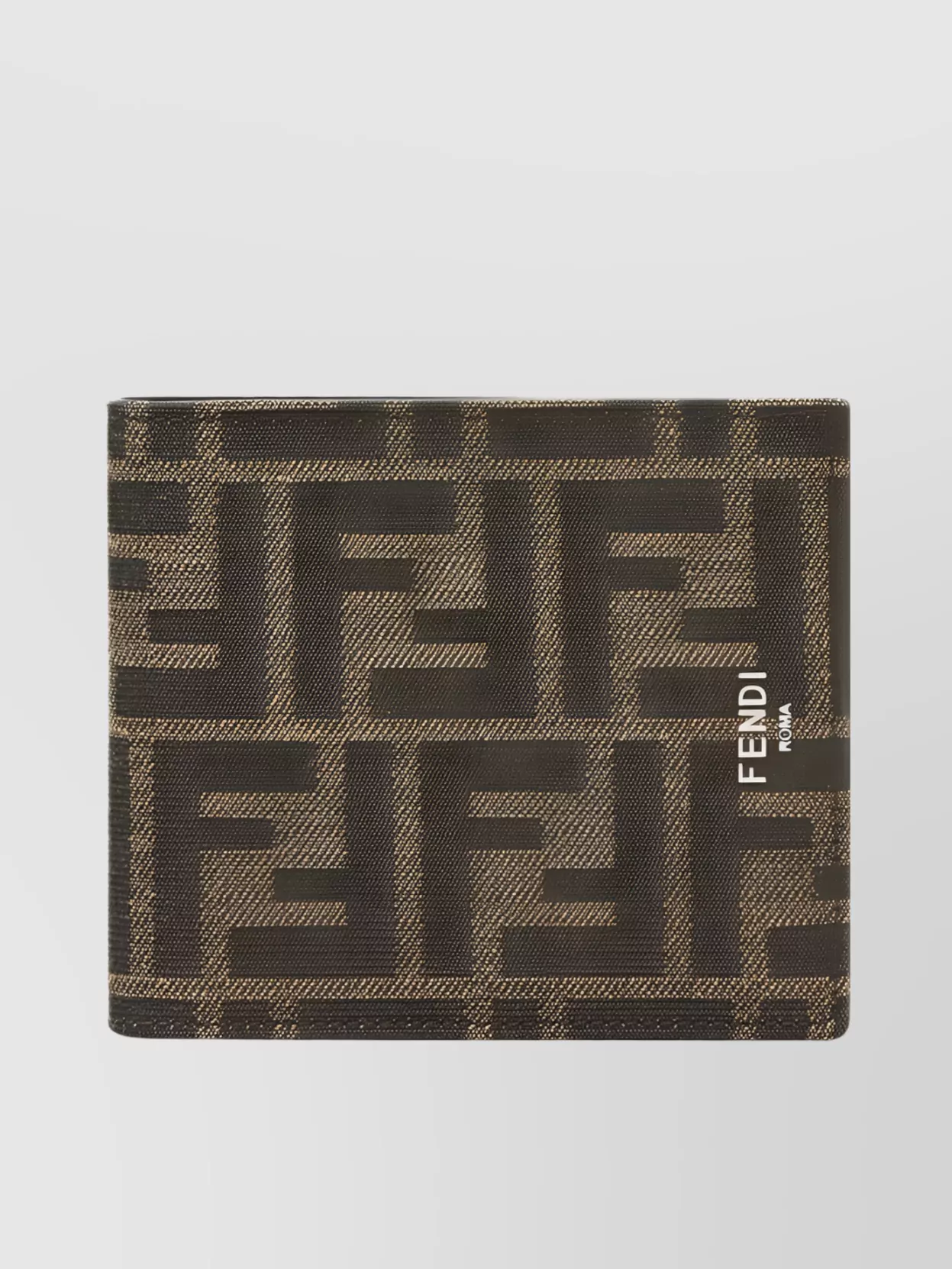 Shop Fendi Jacquard Trimmed Bi-fold Wallet In Black