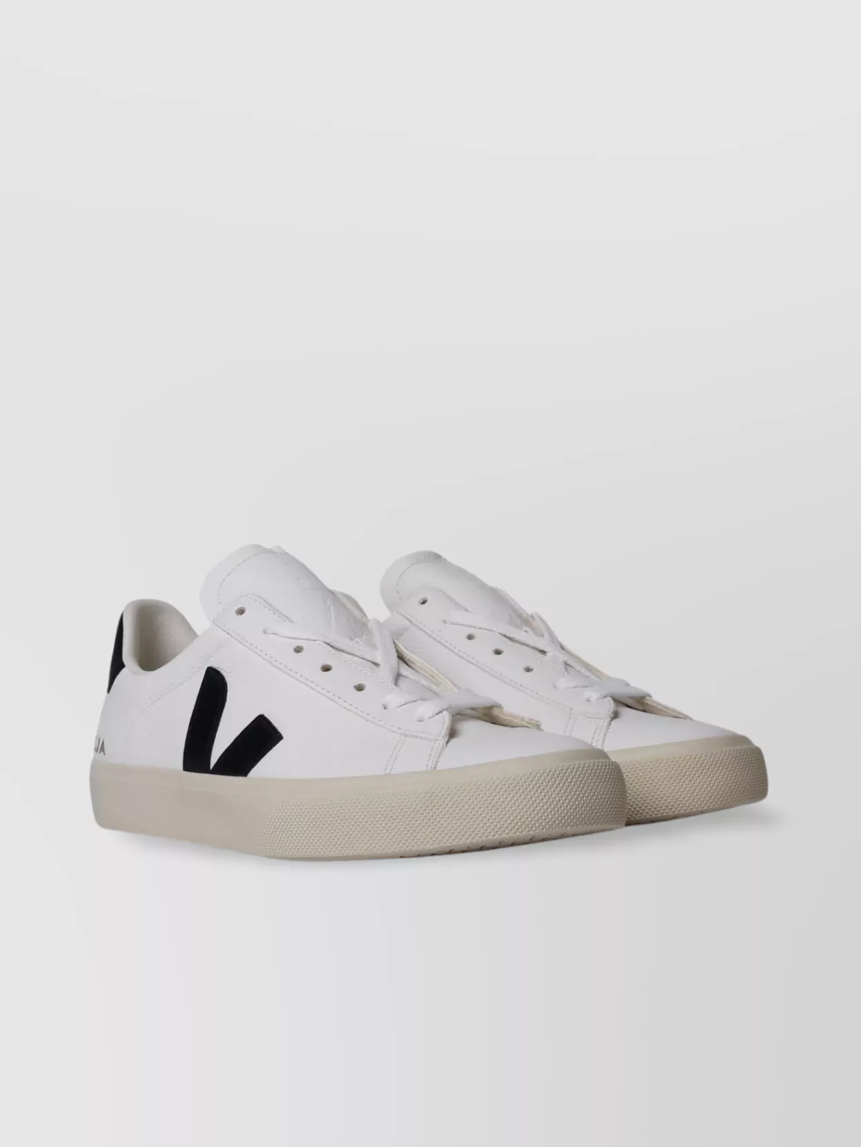 Shop Veja Leather Sneakers With Flat Sole And Round Toe