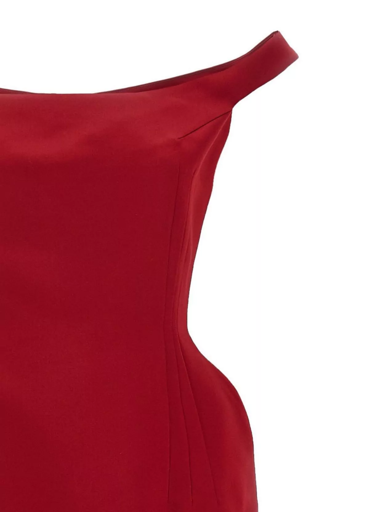 Magda Butrym Shoulder Neckline Fitted Midi Dress In Red