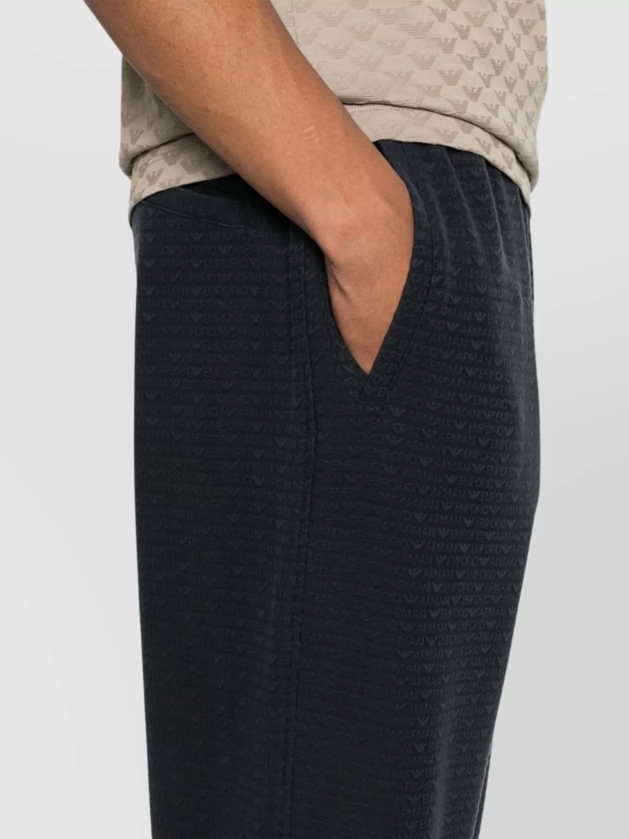 Emporio Armani Logo Print Textured Fabric Sweatpants