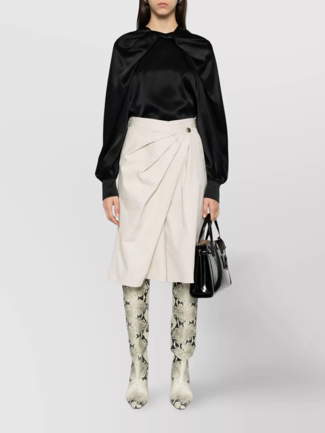 Max Mara Satin Draped Top Long Sleeves
