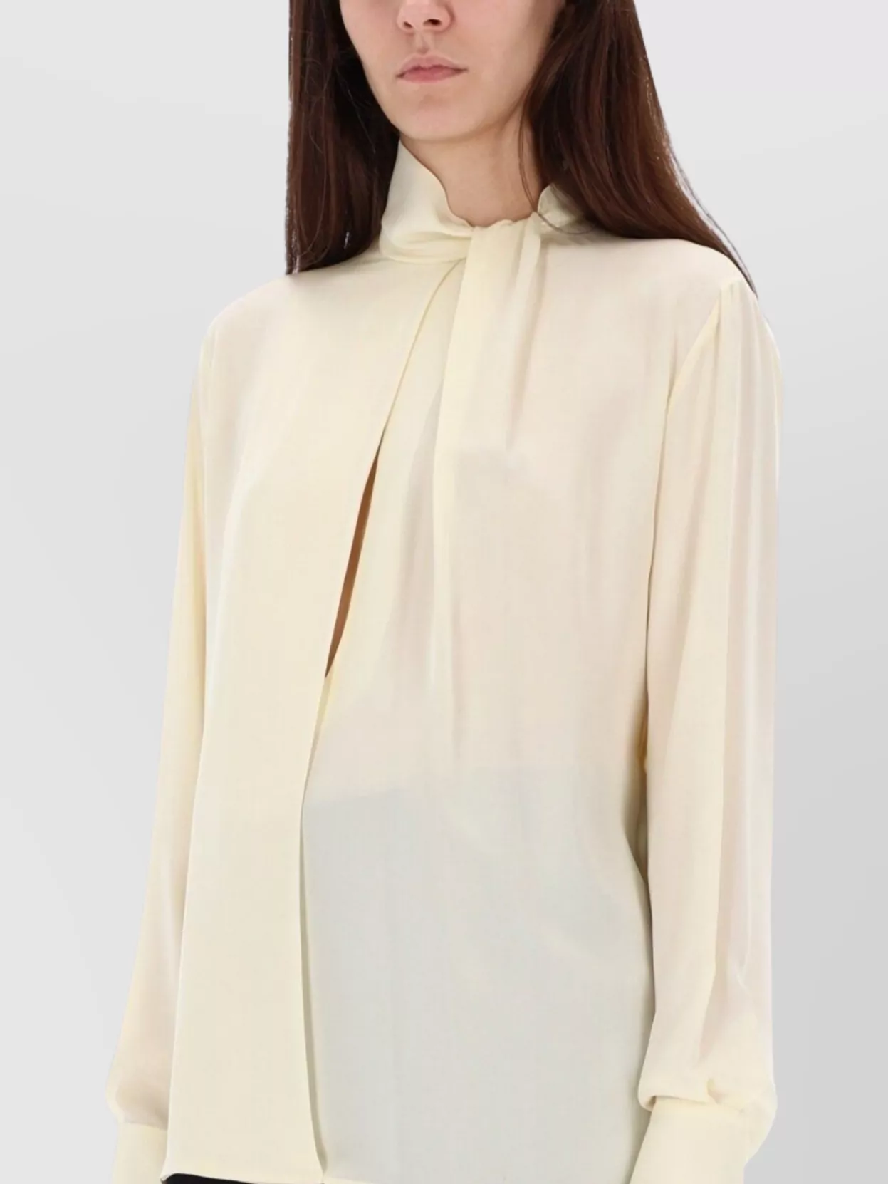 Tom Ford High Neck Pleated Blouse With Keyhole Back In Neutral