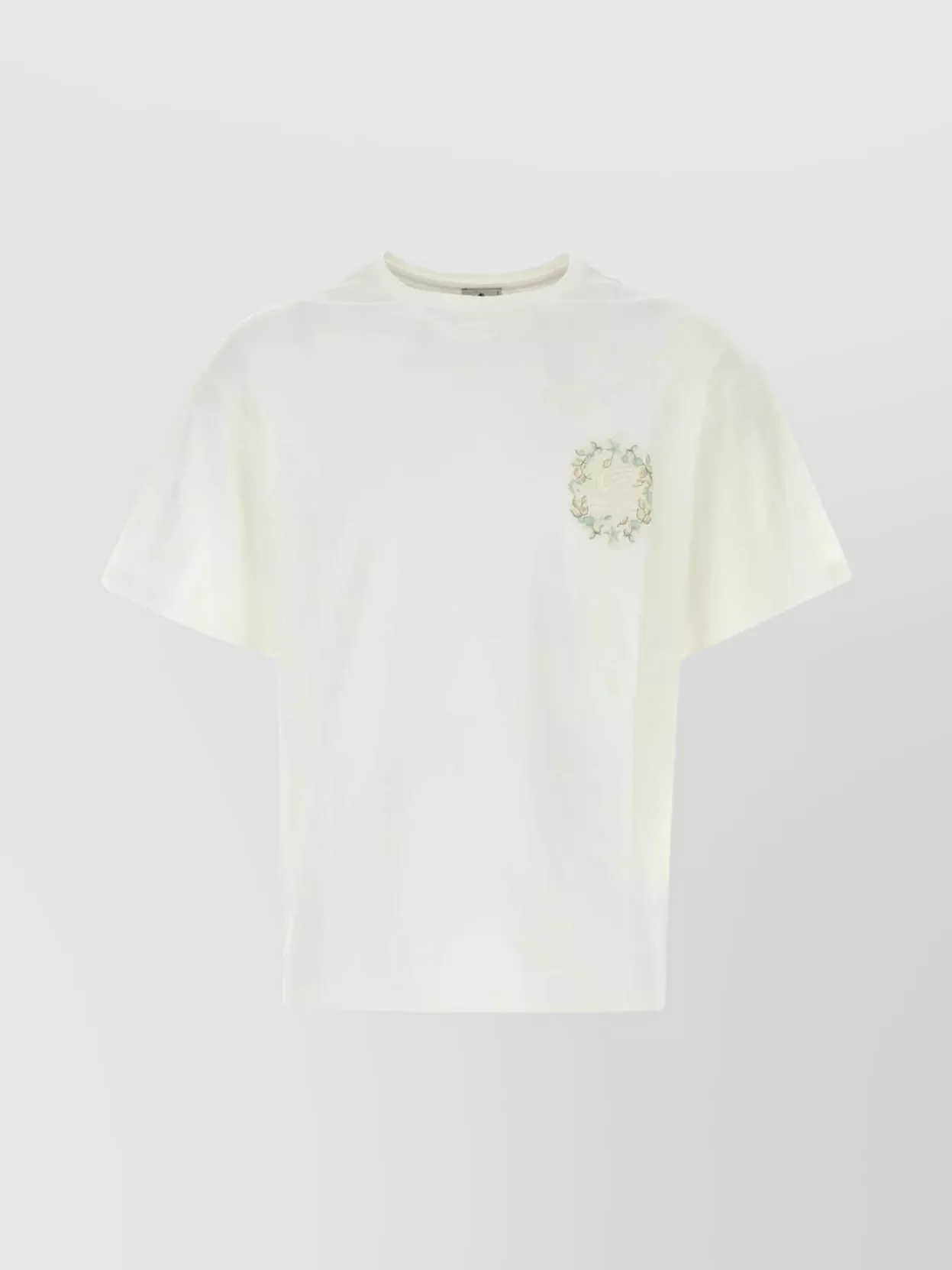 Shop Etro Ribbed Crew-neck Cotton T-shirt With Straight Hem