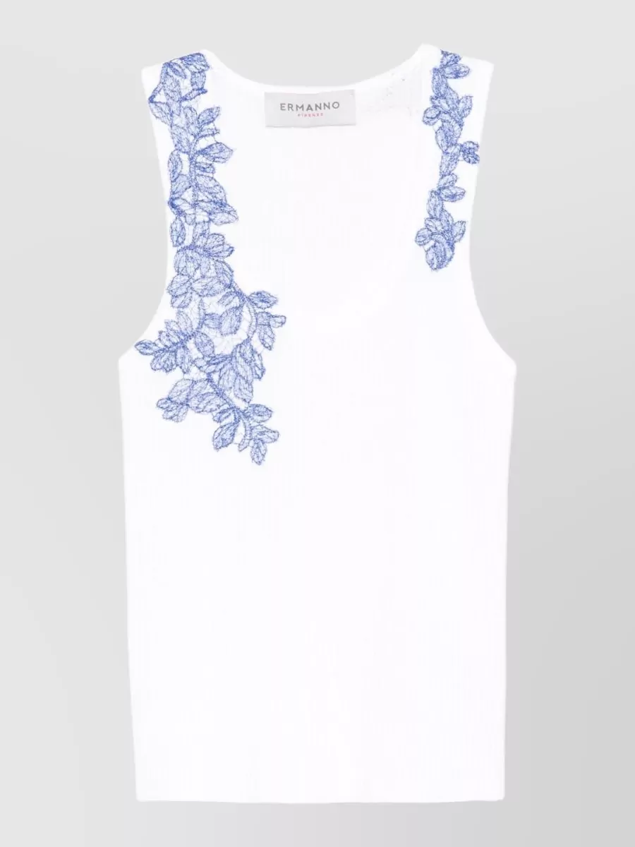 Ermanno Firenze Ribbed Scoop Neck Sleeveless Tank Top